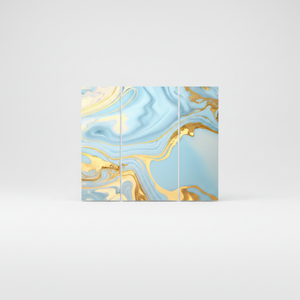Panneau mural auto-adhésif en PVC à motif marbré <span class=keywords><strong>bleu</strong></span> clair avec tourbillons dorés, facile à poser, imperméable, pour chambre à coucher, cuisine, luxueux - Product Image 2