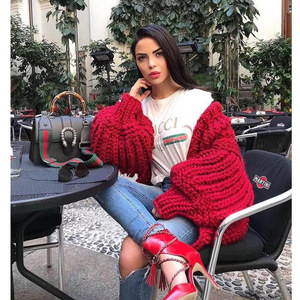 Maglione di lana in maglia a mano in lana spessa lavorato a mano cappotto fatto a mano da donna <span class=keywords><strong>Cardigan</strong></span> di <span class=keywords><strong>peluche</strong></span> all'uncinetto fatto a mano - Product Image 5