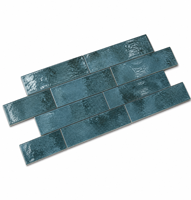 Carreaux muraux 75x300mm bleus effet métro, en céramique brillante, pour cuisine, salle de bain, restaurant, hôtel, faits à la main