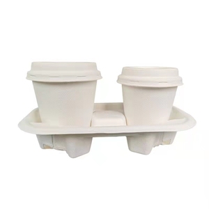 Custom Bagasse Pulp Coffee Cup Disposable 100% Biodegradable Coffee cup with Lid