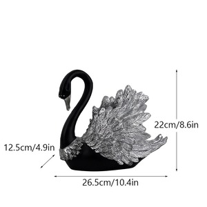 Cigni neri ornamento in resina <span class=keywords><strong>cigno</strong></span> figurine per interni amanti cigni neri soggiorno statuette animali decorazione forniture - Product Image 6