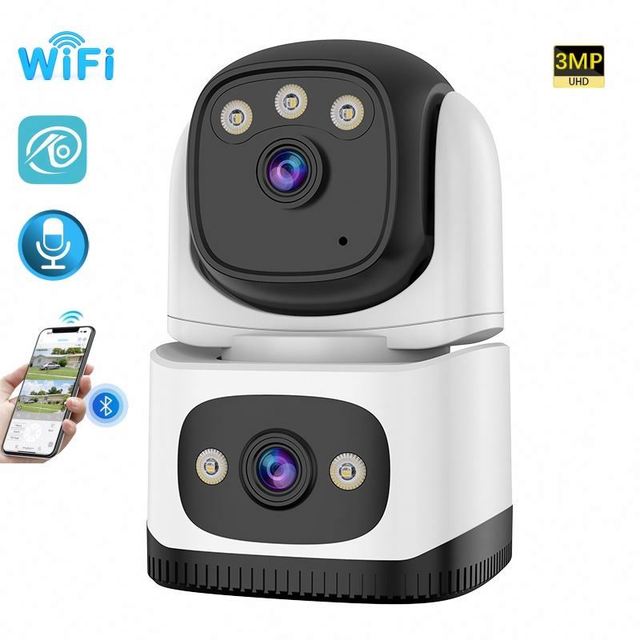 New Arrival 3MP Wi-Fi Indoor Security Camera with Full Color Night Vision Siren Alarm Memory Card & Cloud Storage
