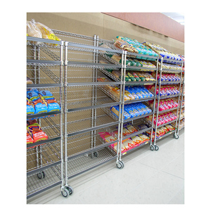 NSF phê duyệt dễ dàng lắp ráp có thể điều chỉnh chiều cao siêu thị nghiêng thực phẩm bánh mì Rack hiển thị trong Chrome - Product Image 1