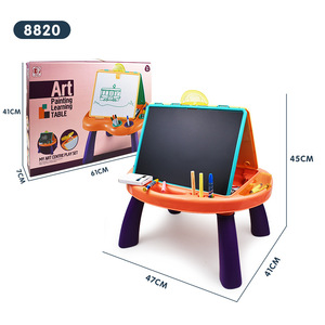 Meja Proyektor Edukasi Multifungsi Anak-Anak dengan Papan Gambar Magnetik Dua Sisi, Set Meja Belajar Melukis untuk Anak-Anak - Product Image 1