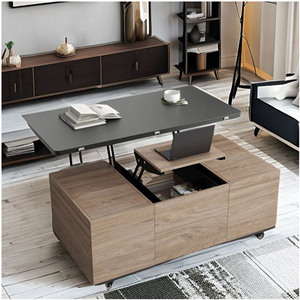 Màu đen óc chó rắn gỗ vòng hiện đại Bàn cà phê Nhật Bản phong cách tùy chỉnh nhà phân phối - Product Image 5