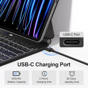 Casing <span class=keywords><strong>Keyboard</strong></span> Nirkabel BT Magic dengan Lampu Latar LED dan Touchpad untuk iPad Pro 12.9 inci Generasi ke-6/5/<span class=keywords><strong>4</strong></span>/3 - Product Image 6