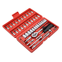 Kit d'Outils à Douilles de 46 Pièces pour l'Entretien Manuel de Voitures, Motos, Vélos et à Domicile, Jeu de Douilles Mixtes