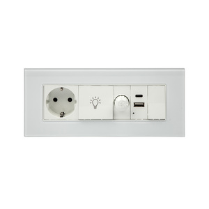 Tipo ue italia tipo pannello in vetro personalizzato USB A + <span class=keywords><strong>C</strong></span> porta caricabatterie Dimmer <span class=keywords><strong>Switch</strong></span> 4 5 6 7 Gang interruttori elettrici e presa - Product Image 3