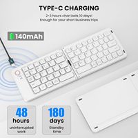 Keyboard Bluetooth Mini Lipat Ultra Tipis Nirkabel dengan Logo Kustom ABS untuk Tablet dan Smartphone