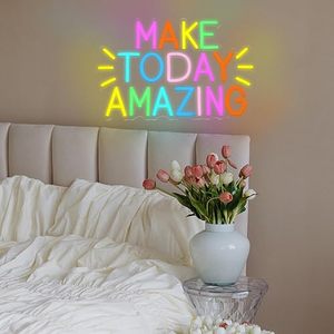 Letrero de Neón con Frase Positiva para Hacer el Dí<span class=keywords><strong>a</strong></span> Increíble, Decoración de Pared LED, Luz Colorida de Arcoíris para Dormitorio, Sala de Estar, Oficina en Casa - Product Image 4