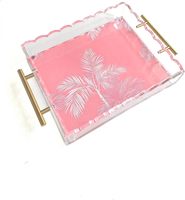 Plateau en acrylique transparent durable 10 x 12 avec poignées en bronze, coussinets antidérapants, tapis magnétique pour photos, messages artistiques
