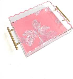 Vassoio in Acrilico Trasparente 10 X 12 con Manici Bronzo, Cuscinetti Antiscivolo e Tappetino Magnetico per Foto, Arte e Messaggi - Product Image 3