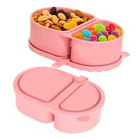 Boîte à sauce et assaisonnements en silicone personnalisée à double compartiment, portable, avec couvercle, inodore, de qualité alimentaire, pour déjeuner/collation, 300 ml