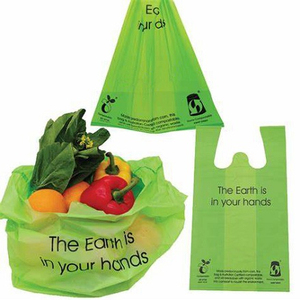 PLA Plastic Bag Recyclable Shopping Plastic Bag Reusable Corn Starch T-shirt Grocery Bag