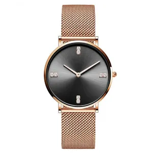 GL20 Hermoso reloj de cuarzo chino plateado para niñas Correa de malla superior Impermeable Casual Banda de cuero simple Elección del proveedor