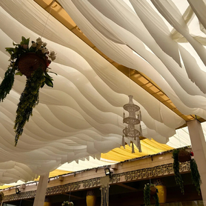 Drapé de <span class=keywords><strong>plafond</strong></span> extérieur ondulé en mousseline pour restaurant - Décoration suspendue durable, moderne et luxueuse pour mariages et hôtels - Product Image 3