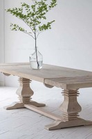 Ensemble de table à manger extensible en bois naturel rustique de style campagnard français en pin recyclé industriel pour 8 personnes