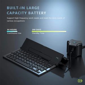 Nouveau clavier pliable sans fil rechargeable à 58 touches, ultra fin, BT sans fil, USB 3.0, aluminium, prend en charge 3 appareils pour téléphone tablette - Product Image 4