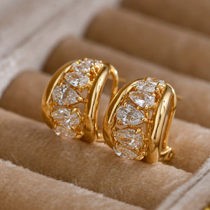 Pendientes Colgantes <span class=keywords><strong>de</strong></span> Oro Sólido <span class=keywords><strong>de</strong></span> 18K con Diamantes <span class=keywords><strong>de</strong></span> Laboratorio CVD y HPHT con Corte Pera, <span class=keywords><strong>de</strong></span> Lujo y Exclusivos, para Mujer, con Certificación IGI, OEM ODM - Product Image 2