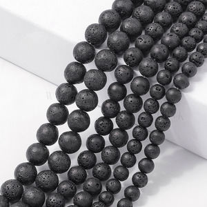Perline Rotonde in Pietra Vulcanica Naturale, Perle Sciolte in Roccia Lavica Porosa per Creazione di Gioielli Fai-da-Te, Vendita all'Ingrosso - Product Image 1