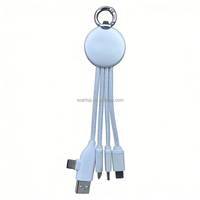 Porte-clés multi-chargeur USB 2 à 3 ports, cordon en nylon, logo LED personnalisé, câble de charge rapide USB Type-C