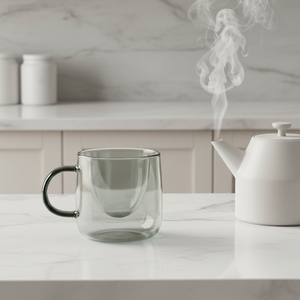 Tazza in Vetro Soffiato a Mano Grigio Fumo Personalizzata per Casa, Hotel, Ufficio, Tazza da <span class=keywords><strong>Caffè</strong></span> in Vetro Borosilicato Colorato con Manico - Product Image 6