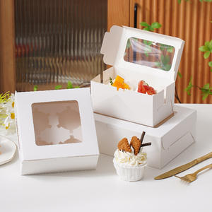 Großhandels preis Weiß Kleines biologisch abbaubares Papier Backen <span class=keywords><strong>2</strong></span> Halter Pappe Cupcake Verpackungs boxen mit klarem Fenster - Product Image 1