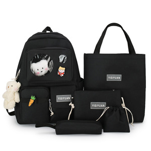 Middle School <b>Pack</b> New Korean the Bear Doll <b>Pack</b> for Girls Five Canvas Junior High Collage <b>Bag</b> for Girls - Product Image 4
