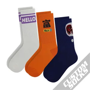 DESIGN GRATUIT & MOCK-UP Chaussettes en coton personnalisées Chaussettes pour hommes avec logo personnalisé Fabricants de chaussettes sur mesure