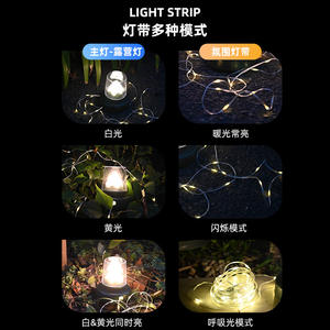 Luz LED para camping de exterior, 123 mm de altura, tira de luz ambiental recargable con cable de 10 m para iluminación de tiendas de campaña - Product Image 6