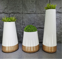 Pot de fleurs en métal de 24 pouces, écologique, léger, couleur blanc brillant, pour la maison et le jardin