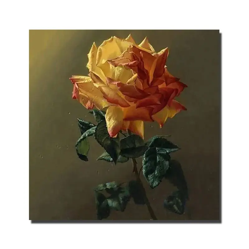 Handmade Decorative Oil Painting Light Yellow Roses Landscape Flower Painting Modern Canvas Wall Art