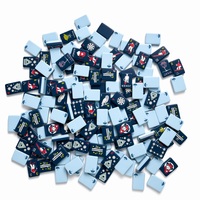 Ensemble de Mahjong de Luxe Américain, Tuiles Acryliques Double Couche Bleu Clair de 1,42 Pouce, Thème Hiver Station de Ski, Gravure Laser UV, Portable