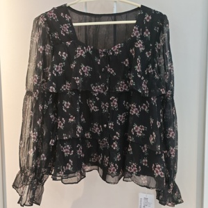 Camicetta in Chiffon da Donna 2025 Vintage con Stampa Floreale, 100% Poliestere, Maniche Lunghe - Product Image 2