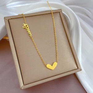 Collar de corazón de acero inoxidable XL231, regalo del Día de San Valentín, collar de cadena de doble capa chapado en oro de 18K, colgante, joyería para mujer - Product Image 2