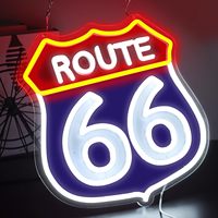 Neonawall - Letrero de Neón LED Personalizado al por Mayor con Diseño de Route 66, Decoración de Pared Vintage Retro para Garaje, Hogar, Cueva del Hombre, Regalo de Cumpleaños