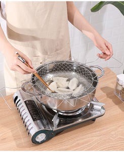 Herramientas de cocina Freidora de aceite de acero inoxidable <span class=keywords><strong>Escurridor</strong></span> plegable <span class=keywords><strong>Papas</strong></span> <span class=keywords><strong>fritas</strong></span> Contenedor de verduras Cesta para freír - Product Image 3