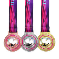 Médailles de course de gymnastique 3d 2d plaquées or et argent en laiton promo en vente Médailles de gymnastique en stock avec ruban personnalisé