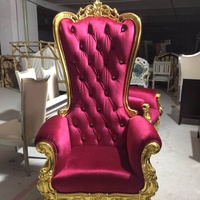 Königlicher Thronstuhl aus pinkfarbenem Kunstleder für Hotel/Halle, Hochzeitsstuhl, Thronstuhl zum Verkauf, hohe Rückenlehne, Königin, Pink