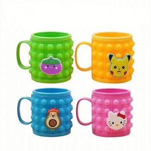 2022 New Stress Relief Cute <b>Kids</b> Drink Cup Silicone Push <b>Bubble</b> Fidget Popper Popular Itting Water Bottles With Handle Holder - Product Image 1