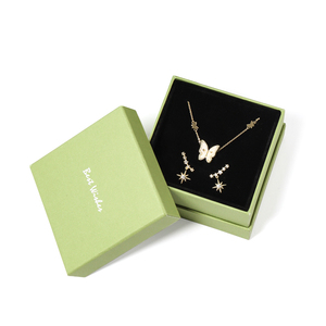 Hộp đựng trang sức giấy xanh, thiết kế logo tùy chỉnh sang trọng, kèm túi phụ kiện, hộp quà tặng nhẫn - Product Image 5