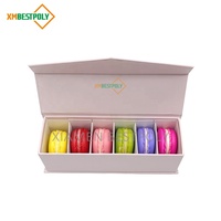 Boîte en carton rigide de luxe personnalisée à 6 compartiments pour macarons, avec couvercle à fermeture magnétique, pour emballage de desserts, biscuits, cadeaux