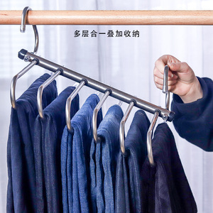 Porte-pantalon pliable en acier inoxydable, gain de place, organisateur de pantalons pour rangement dans le placard - Product Image 2