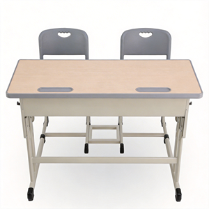Escritorio Doble para Estudiantes con Silla, Combinación de Madera Sólida con Cajones y Ranura para Bolígrafos, Diseño Antideslizante, para Escuela y Parque, Moderno - Product Image 6