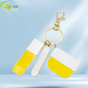 Superior Durability Premium Electroplating Surface Yellow and White Patchwork Color Metal Cute <b>Keychain</b> for Handbags/ Gift - Product Image 1
