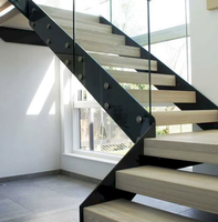 Prima Gerade Treppe Maßgefertigte Einzeltreppe mit Glasgeländer für Doppelhaushäuser