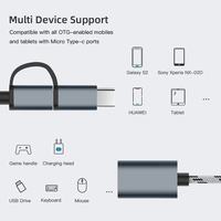 Adaptador USB OTG Tipo C Micro USB a USB, Cable Convertidor 2 en 1 para Auriculares y Android, Cable de Nailon para Impresora
