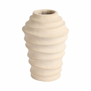 Vaso Scultoreo Scanalato Ecomix, Vaso Moderno per Fiori da Esposizione in Soggiorno con Texture Stratificata - Product Image 4