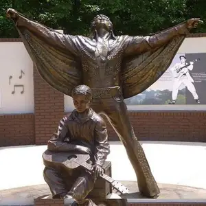 Heißer verkauf im freien dekoration metall handwerk leben größe bronze legende rocker Elvis statue