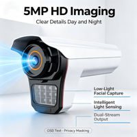 Caméra IP PoE 5MP avec détection IA humaine et véhicule, détection de franchissement de ligne de clôture virtuelle, comptage de personnes, audio bidirectionnel, vision nocturne, garantie 1 an